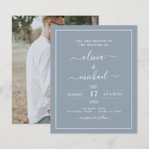 Budget Dusty Blue Mariage avec invitation photo