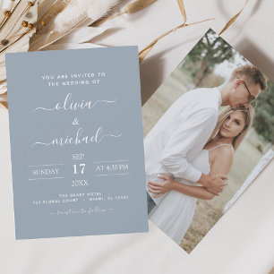 Budget Dusty Blue Mariage avec invitation photo
