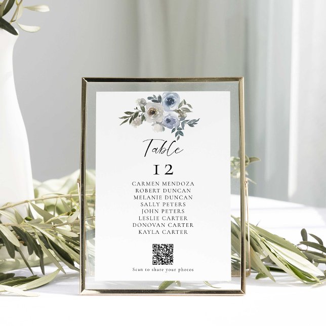 Budget Dusty Blue Mariage Table code QR (Créateur téléchargé)