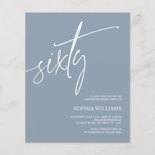 Budget Dusty Blue Minimal 60e anniversaire Invitat