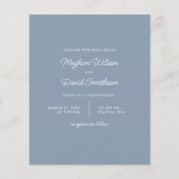 Budget Dusty Blue Moderne Faire-part de mariage