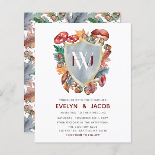 Budget Dusty Blue Mushroom Faire-part de mariage