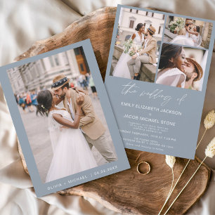 Budget Dusty Blue Photo Faire-part de mariage