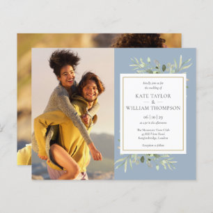 Budget Dusty Blue Photo Foliing Faire-part de mari