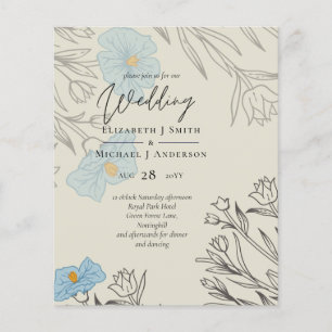 BUDGET Dusty Blue Poppy Magnolia Mariage Invitatio