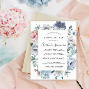 Budget Dusty Blue Rose Fête des mariées Floral Inv