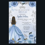 Budget Dusty Blue Silver Floral Princess Sweet 16<br><div class="desc">Budget Élégant Dusty Bleu Argent Papillon Floral Princesse Sweet 16 Invitation</div>