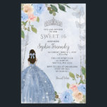 Budget Dusty Blue Silver Floral Princess Sweet 16<br><div class="desc">Budget Élégant Dusty Bleu Argent Floral Princesse Papillons doux 16 Invitation</div>