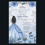 Budget Dusty Blue Silver Floral Princess SWEET 16<br><div class="desc">Budget Élégant Dusty Bleu Argent Papillon Floral Princesse Sweet 16 Invitation</div>
