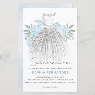 Budget Dusty Blue Silver Robe Quinceañera Invitati