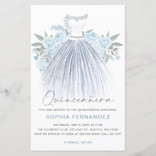 Budget Dusty Blue Silver Robe Quinceañera Invitati