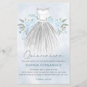 Budget Dusty Blue Silver Robe Quinceañera Invitati