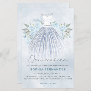 Budget Dusty Blue Silver Robe Quinceañera invitati