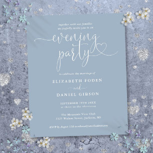 Budget Dusty Blue Soirée de mariage Invitation