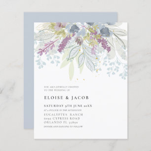 Budget Dusty Blue Watercolor Mariage de feuillage