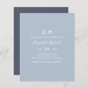 BUDGET Dusty Blue Wedding Invitation