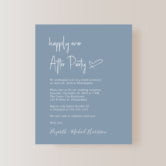 Budget Dusty Blue Wedding Réception Invitation (Créateur téléchargé)