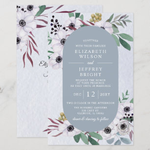 Budget Dusty Blue White Floral Faire-part de maria