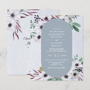 Budget Dusty Blue White Floral Faire-part de maria