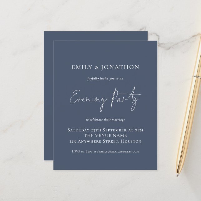 Budget Dusty Navy Blue Mariage Soirée (Devant/Arrière en situation)
