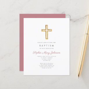 Budget Dusty Pink Cross Religion Girl Baptism
