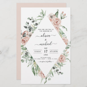 Budget Dusty Pink Eucalyptus Faire-part de mariage