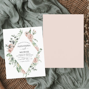 Budget Dusty Pink Eucalyptus Faire-part de mariage
