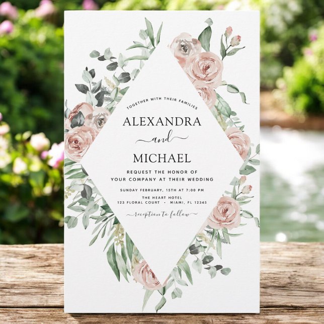 Budget Dusty Pink Eucalyptus Faire-part de mariage (Créateur téléchargé)