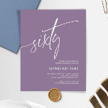 Budget Dusty Purple 60e anniversaire Invitation<br><div class="desc">*** Veuillez saisir H013 dans la recherche de magasin pour trouver tous les articles correspondants *** Ou visitez notre Collection Minimaliste Purple Dusty. *** Ce design de haute qualité est facile à customiser pour correspondre à vos couleurs, styles et thèmes mariages. Pour plus de personnalisation, cliquez sur le lien "Modifier...</div>