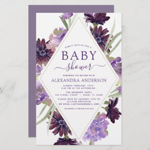 Budget Dusty Purple Floral Baby shower de verdure