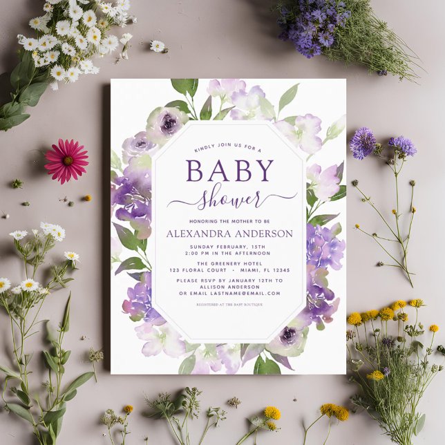 Budget Dusty Purple Floral Baby shower de verdure (Créateur téléchargé)