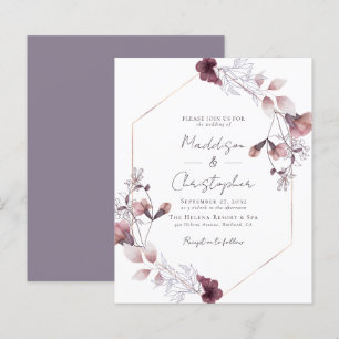 Budget Dusty Purple Floral Faire-part de mariage