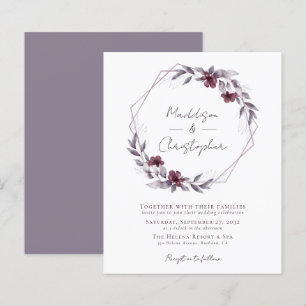 Budget Dusty Purple Floral Faire-part de mariage