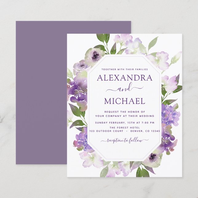 Budget Dusty Purple Mariage Floral verdure (Devant / Derrière)