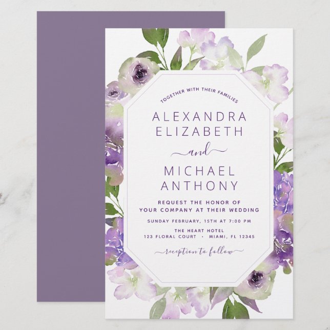 Budget Dusty Purple Mariage Floral verdure (Devant / Derrière)