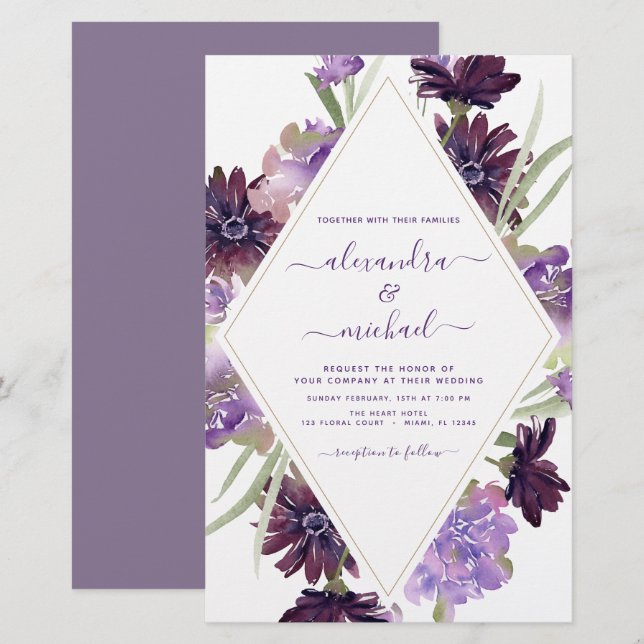 Budget Dusty Purple Mariage Floral verdure (Devant / Derrière)