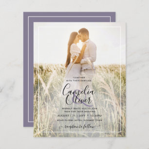 BUDGET Dusty Purple Photo Overlay Mariage Invitati