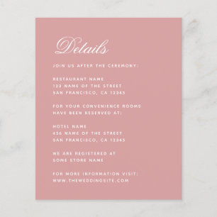 Budget Dusty Rose Détails Mariage Simple Pink Card