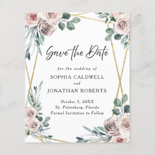 Budget Dusty Rose Floral Eucalyptus Enregistrer la