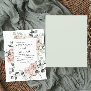 Budget Dusty rose Floral Faire-part de mariage