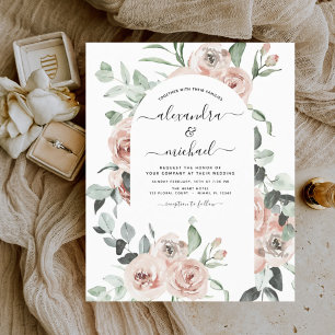Budget Dusty rose Floral Faire-part de mariage