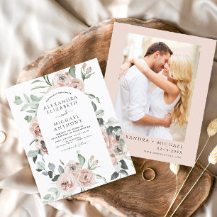 Budget Dusty rose Floral Faire-part de mariage pho