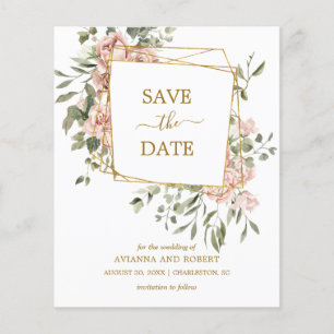Budget Dusty rose floral géométrique Enregistrer l