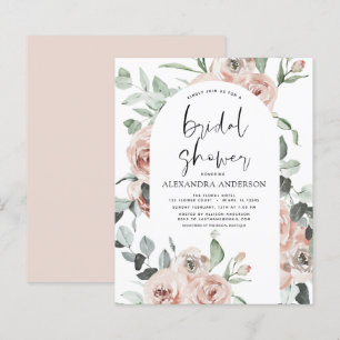 Budget Dusty rose Floral Invitation à la douche nu