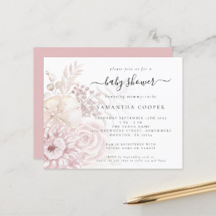 Budget Dusty rose Florals Baby shower Invitation