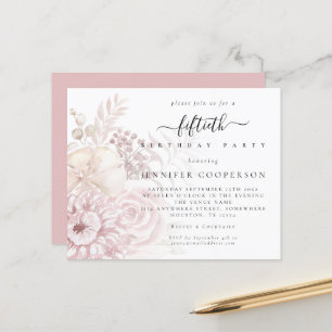 Budget Dusty Rose Florals Female 50ème Invitation
