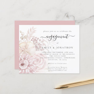 Budget Dusty Rose Florals Invitation Fiançailles