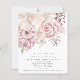 Budget Dusty Rose Florals QR Code Mariage Invitati