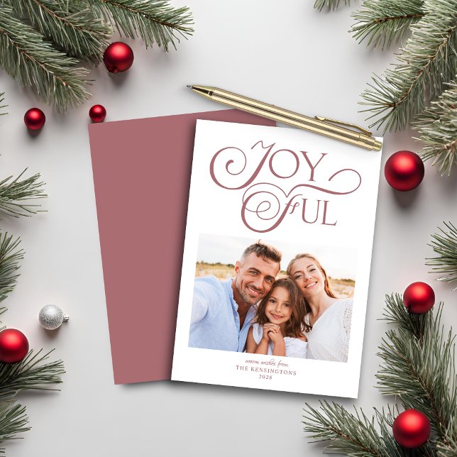 Budget Dusty Rose Gold Joyeuse photo de Noël (Créateur téléchargé)