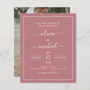 Budget Dusty Rose Mariage avec invitation photo